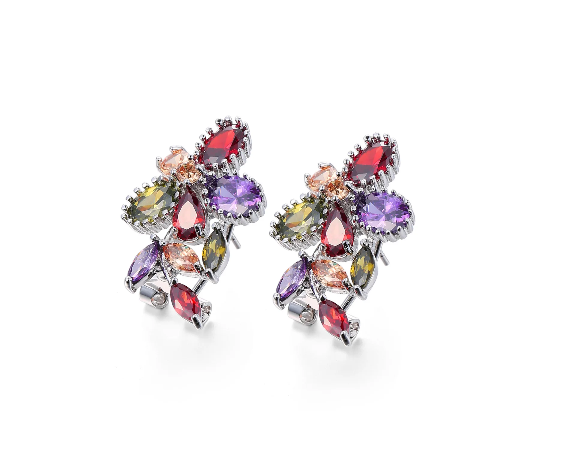 

2019 Hot selling new European and American mixed zircon jewelry earrings Clip Jewelry