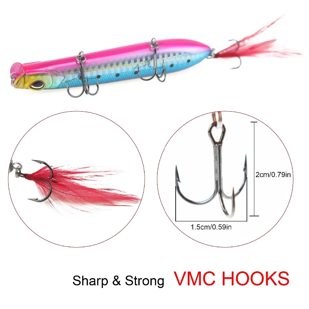 Runature Snake Popper Fihing приманка воблеры 3D глаза 105 мм 16 г/1 шт. французский крючки 5 цветов
