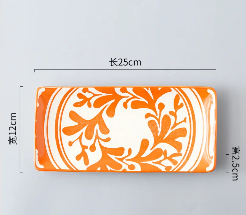 Japanese Style Sushi Plate Creative Underglaze Color Rectangular Ceramic Plate home Western Dish Serving Dishes Dinner Plates