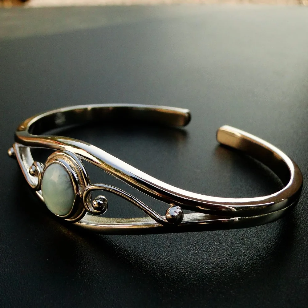 

5pcs/lot Good Larimar Stone Jewelry Bangle Nice Christmas Present 925 Sterling Silver Jewelry Gift for Woman