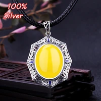 100 s925 sterling silver color vintage old pendant blank 1722mm empty inlay beeswax amber female models pendant care