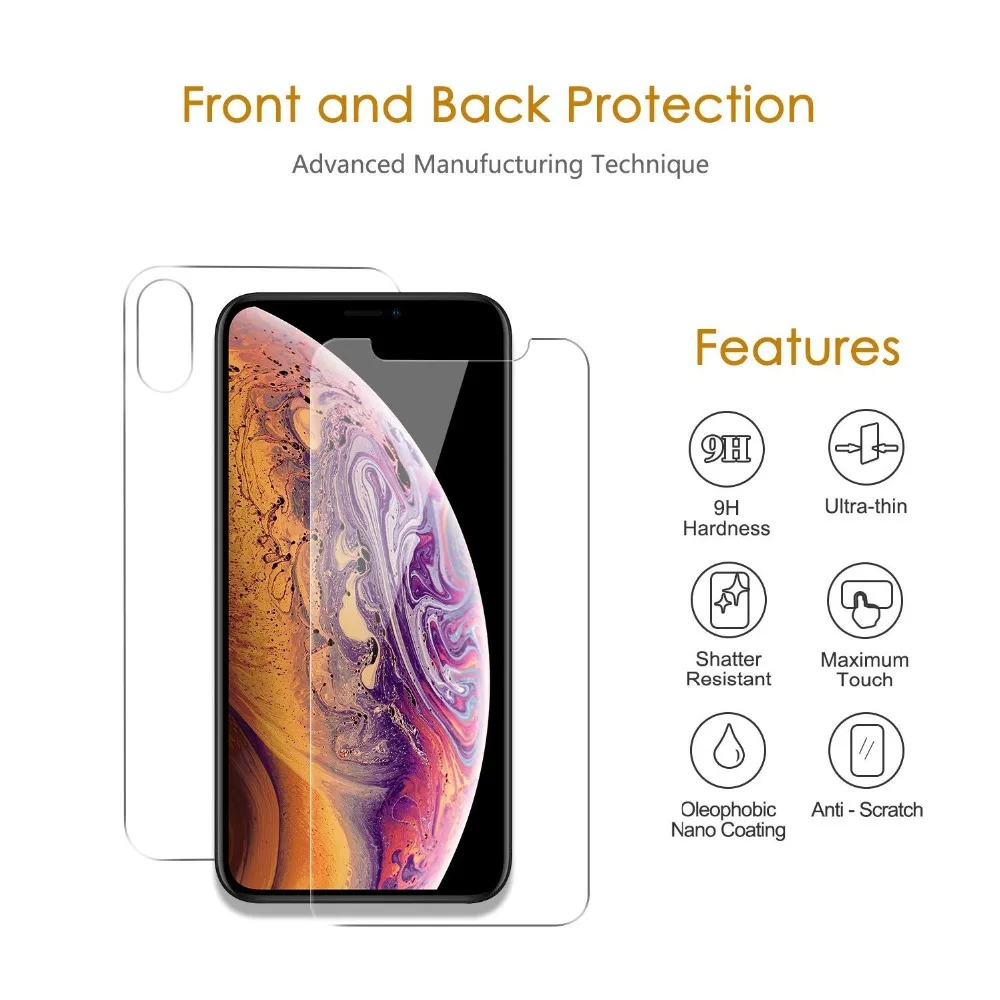 Переднее закаленное стекло для iPhone 7 8 Plus 6 6s XS Max XR X защита экрана S PLUS 5S SE 5 4 4S заднее