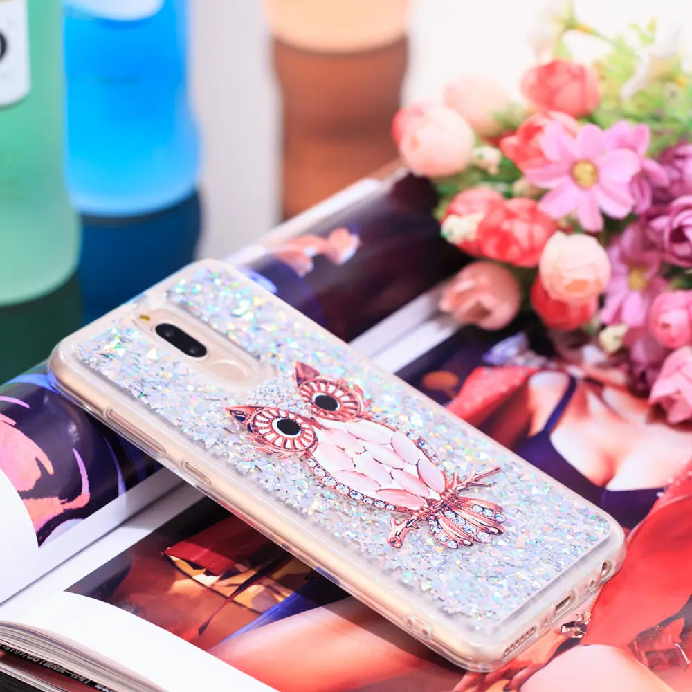 Зыбучий песок чехол для Huawei Mate 10 Lite динамический Жидкий блеск звезды телефона Nova