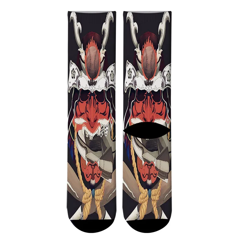 Новые японские носки с 3D принтом Ukiyoe, мужские Гольфы ZJapanese, маска для лица, гольфы, сахарный череп, японская Мужская одежда, носки без пятки - Цвет: 5