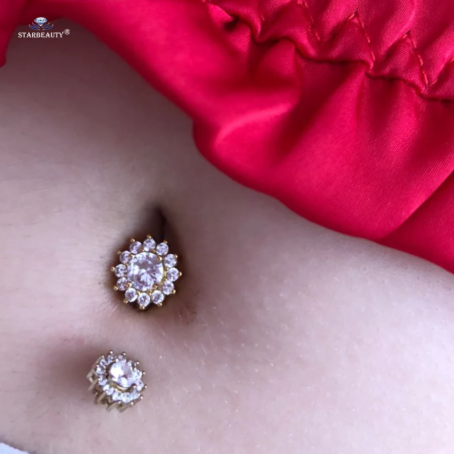 Starbeauty 14 г Большой прозрачный Драгоценный Камень Висячие кольца для пупка серьги