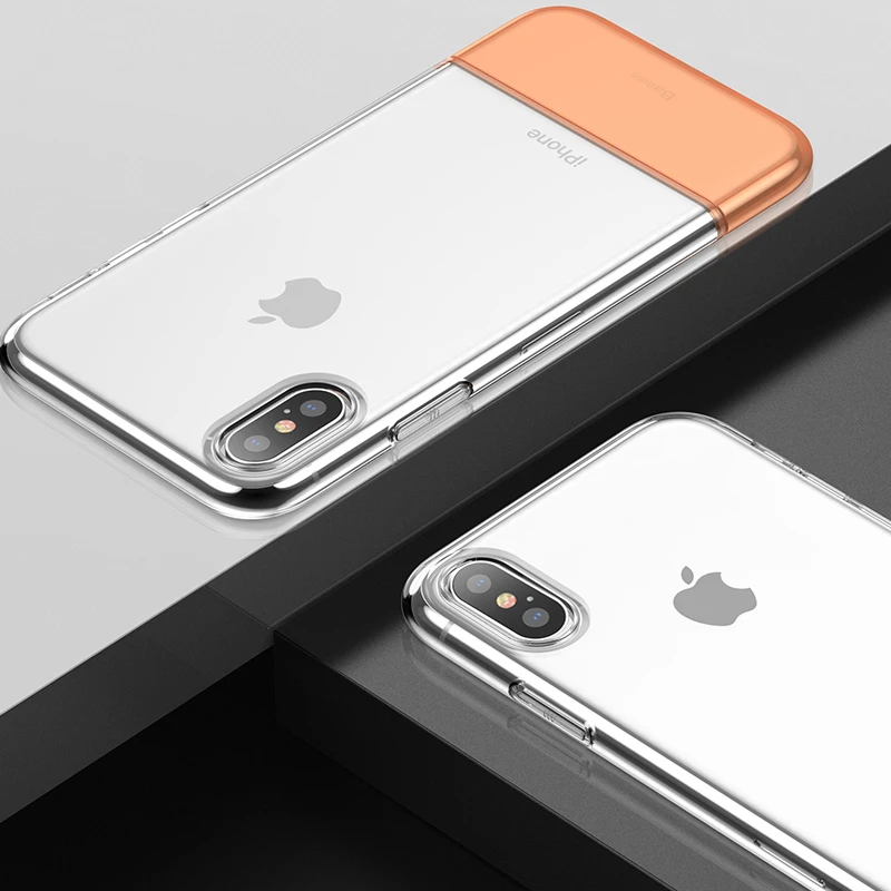 Gold Baseus Прозрачный чехол для iPhone Xs Max Xr X S R Xsmax Coque Мягкий ТПУ силиконовый Жесткий ПК Защитный чехол для iPhone Max Funda - Цвет: Gold