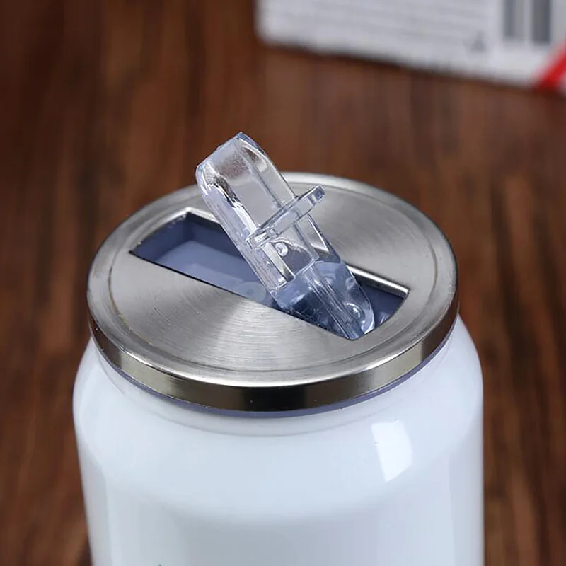 Вакуумная чашка в стиле поп банка из нержавеющей стали с соломинкой термосы