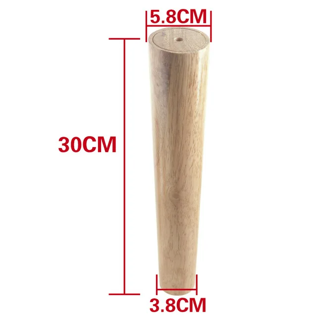 300mm 1 шт. Натуральные Твердые деревянные ножки для мебели в форме конуса деревянный шкаф ножка стола 6 см/8 см; 10 см; 12 см/15 см/18 см/20 см/25 см/30 см - Цвет: 300mm