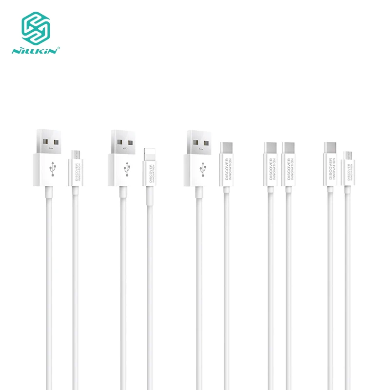 Кабель Nillkin 1 м 2.1A USB для Micro Type C осветительных устройств TYPE iPhone Huawei P30 Samsung S10