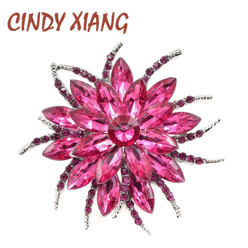 Женская брошь в виде лилового цветка CINDY XIANG яркое украшение со стразами