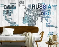 beibehang individuality silk wall paper wood alphabet letters world map modern minimalistic background papel de parede wallpaper