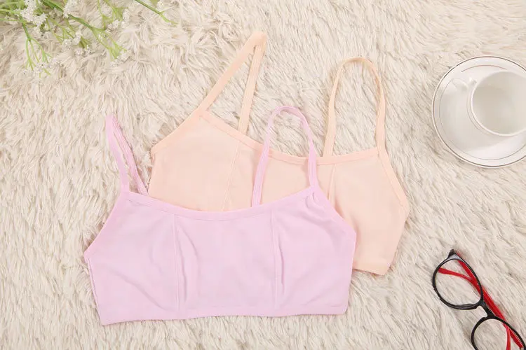 2pcs Children Young teenage girl underwear cotton soft breathable bras for teens puberty girls small kids training bra student | Детская