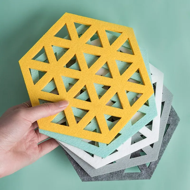 Фетровая подставка под чашку шестигранный полый коврик для чашки домашний