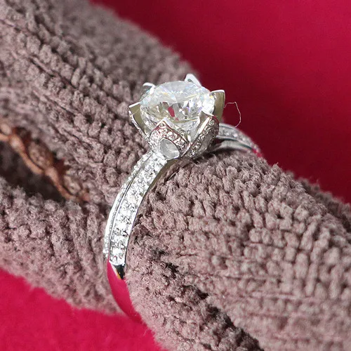 Подлинное кольцо лотоса из стерлингового серебра 925 пробы 2Ct 8 мм тестовое