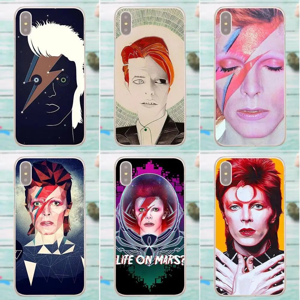 Мягкие чехлы обложки для Apple iPhone 4 4S 5 5C SE 6 6S 7 8 Plus X LG G3 G4 G5 G6 K4 K7 K8 K10 V10 V20 David Bowie