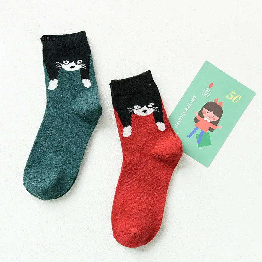 Носки 2 пар/компл.. Женские каваи с животными из хлопка рисунком кота забавные