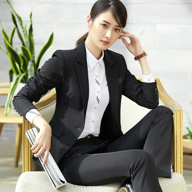 Зимний новый модный женский брючный костюм формальный длинный рукав Тонкий