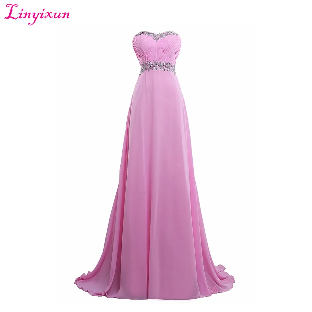 Linyixun настоящая фотография 2017 Vestidos De Fiesta длинные шифоновые складки бисером