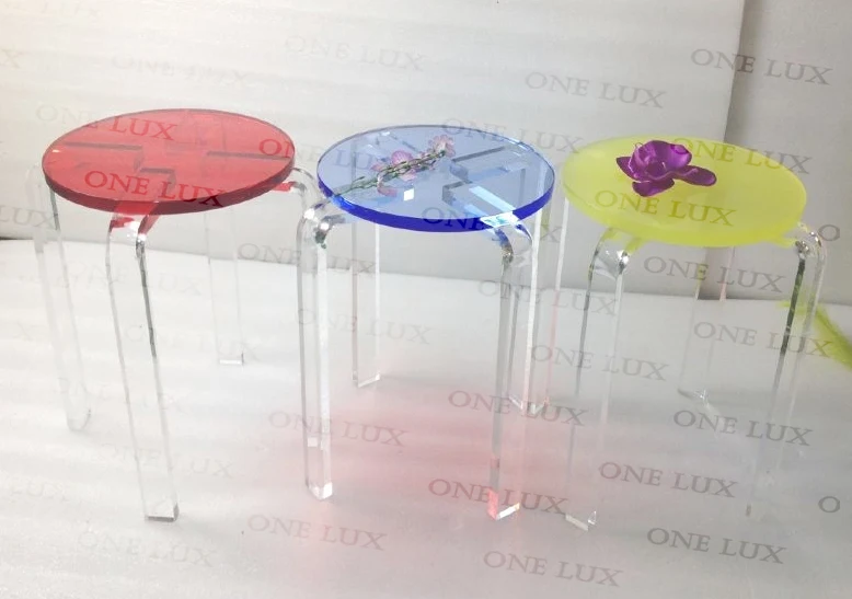 

(2PCS/LOT) Stackable Round Acrylic Vanity Stool,Lucite Nesting Stools,Perspex Dining Stool L Legs