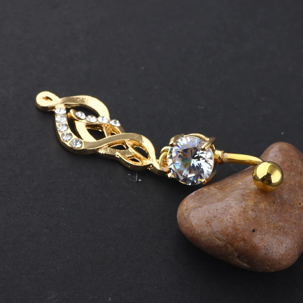 TIANCIFBYJS Женский Золотой пупок пупка кольцо для пирсинга хирургическая сталь