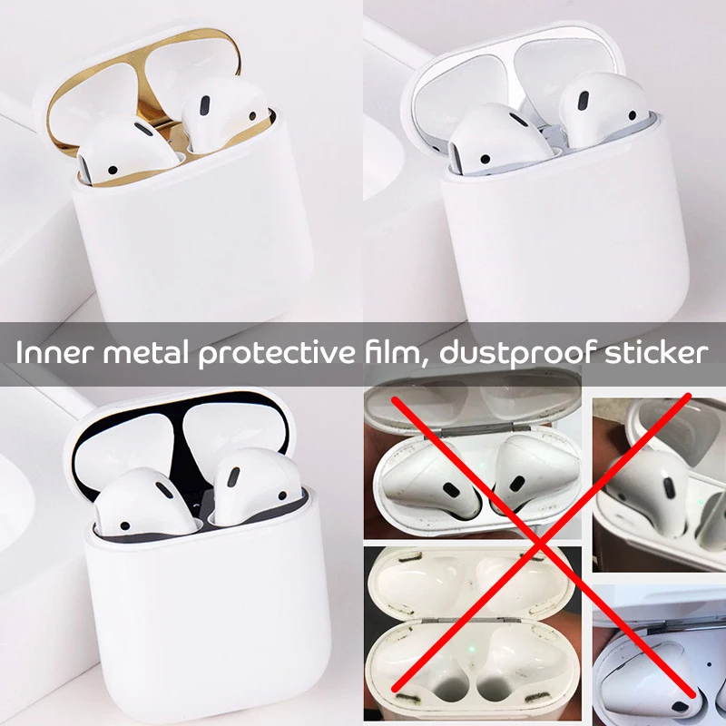 2 комплекта ультра тонкий защитный чехол для Airpod Earpods металлическая пленка