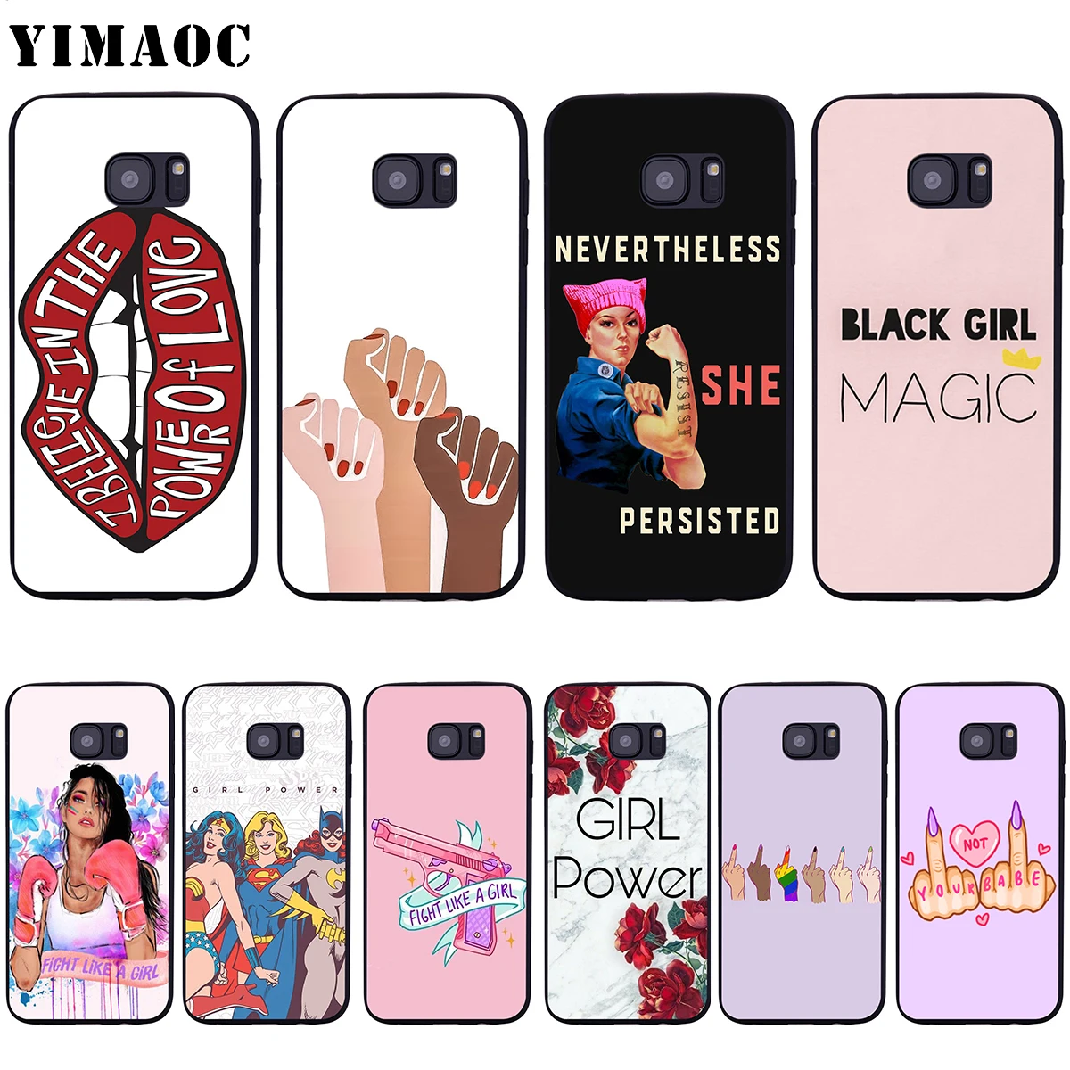 Мягкий силиконовый чехол YIMAOC Girl Power для Samsung Galaxy S6 S7 Edge S8 S9 Plus A3 A5 A6 Note 8 9|Бамперы| |