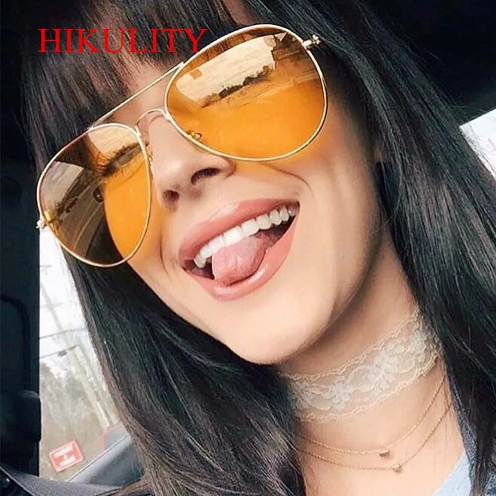 Винтаж пилот прозрачные очки Для женщин 2018 желтые линзы очков кадр мужчин Ночное