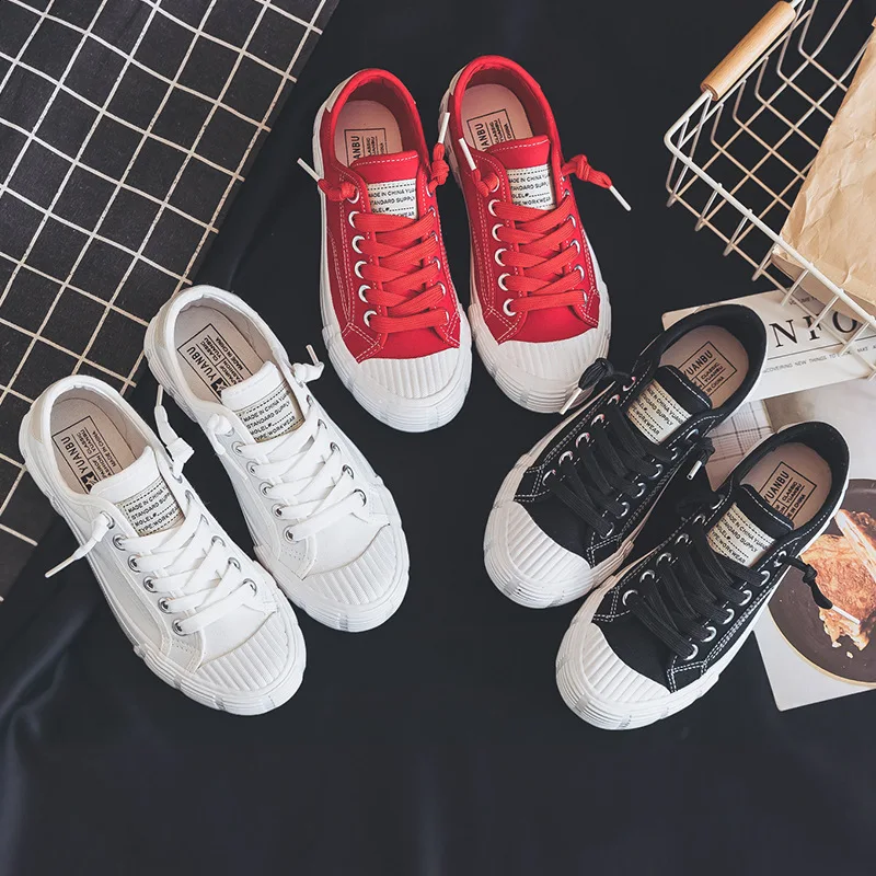 Женская парусиновая обувь однотонная Весенняя коллекция 2019 года женские