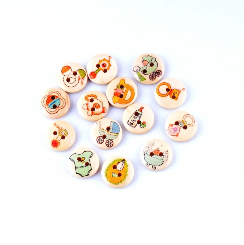 Розничная продажа 10 шт. деревянные пуговицы с 2 отверстиями диаметр 15 мм Швейные