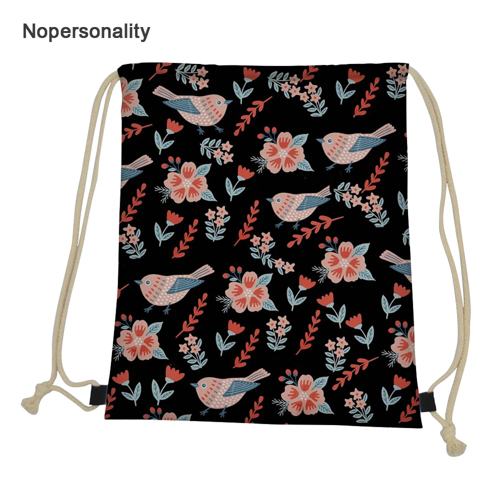 Bolsas de Viagem Bolsa de Armazenamento Nopersonality Bonito Floral Pássaros Impressão Mulheres Cordão Feminina Leve Portátil Meninas Mochila