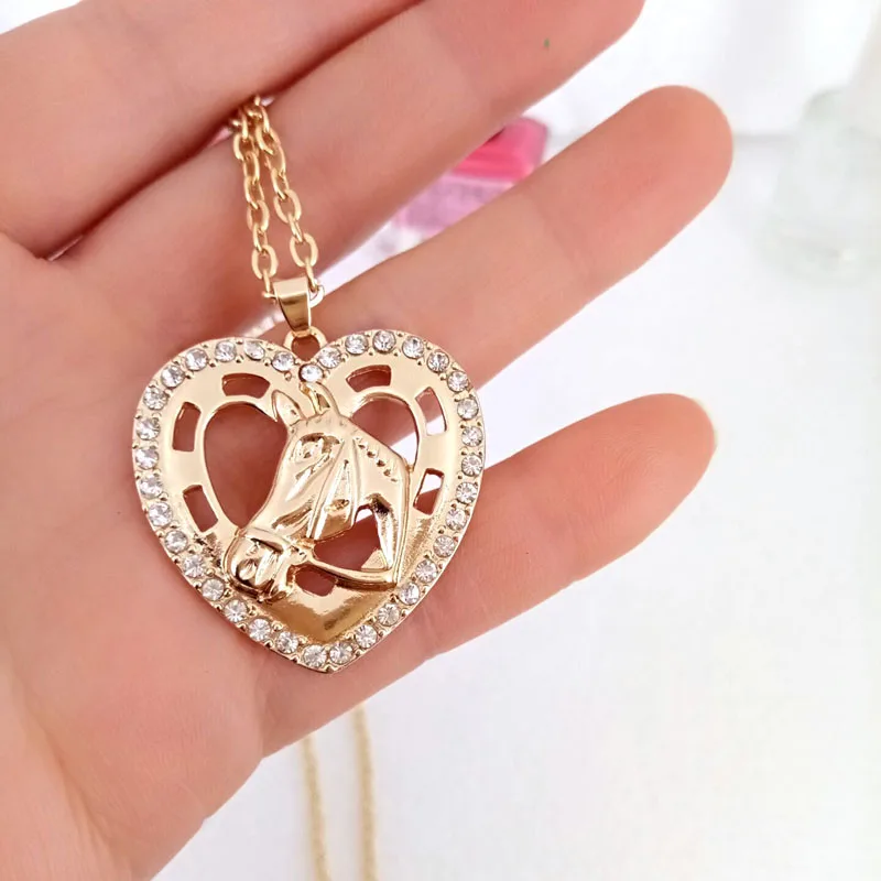 

hzew heart horse head pendant necklace love horse necklaces