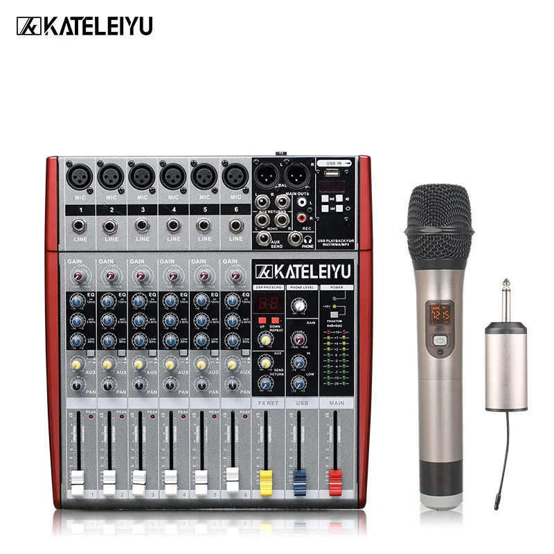 6 канальный высококачественный Лидер продаж USB Профессиональный dj микшер KATELEIYU