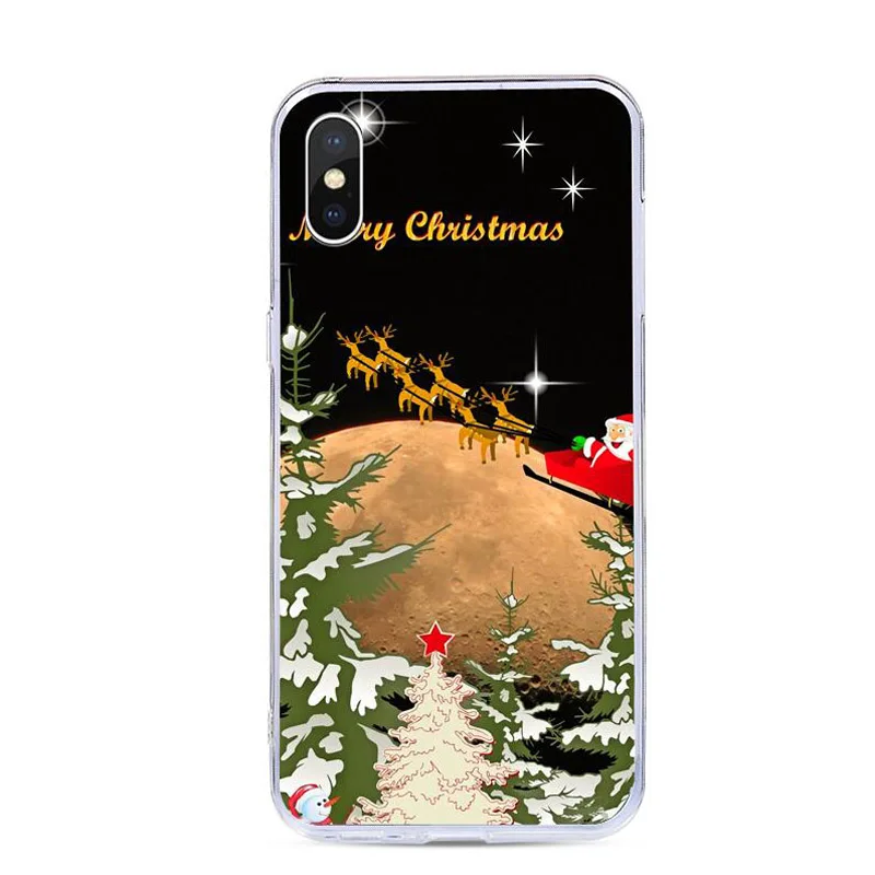 Чехол для iPhone X XR XS Max милые рождественские чехлы с рисунком 4 4S 5 5S SE 6 6s 7 8 Plus мягкий