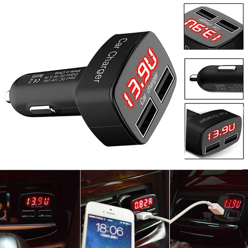 Универсальный 4 в 1 двойной usb порт для быстрой зарядки автомобиля светодиодный
