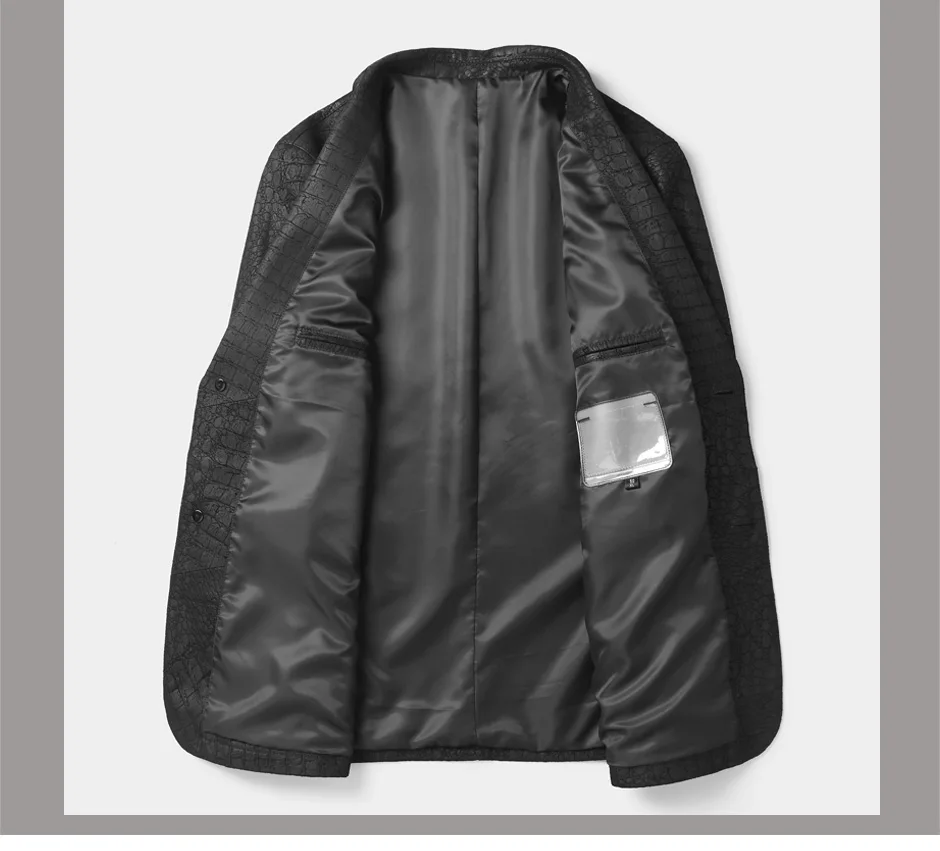Для мужчин s овчины кожаный костюм куртка Slim Fit повседневное пояса из натуральной кожи пальто для мужчин черный кожаный пиджак