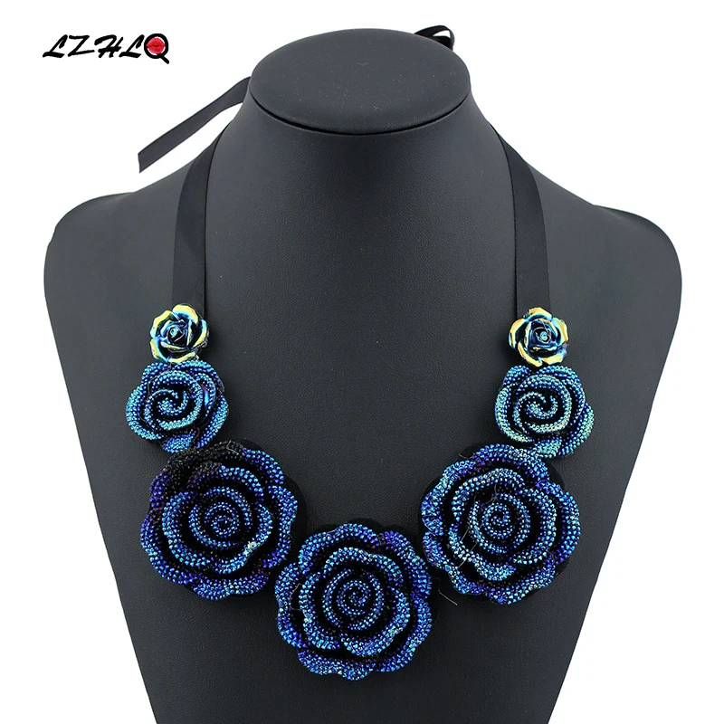 LZHLQ ожерелье чокер в стиле барокко с большим кристаллом из смолы женское