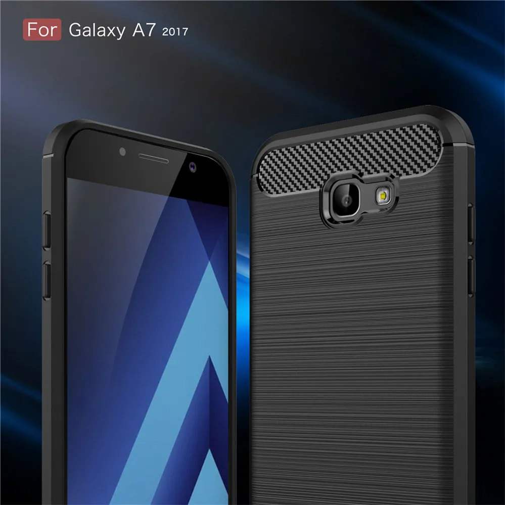 Для Samsung Galaxy A7 2017 [углеродного волокна] 2in1 мода Премиум матовый Панцири ТПУ Мягкая