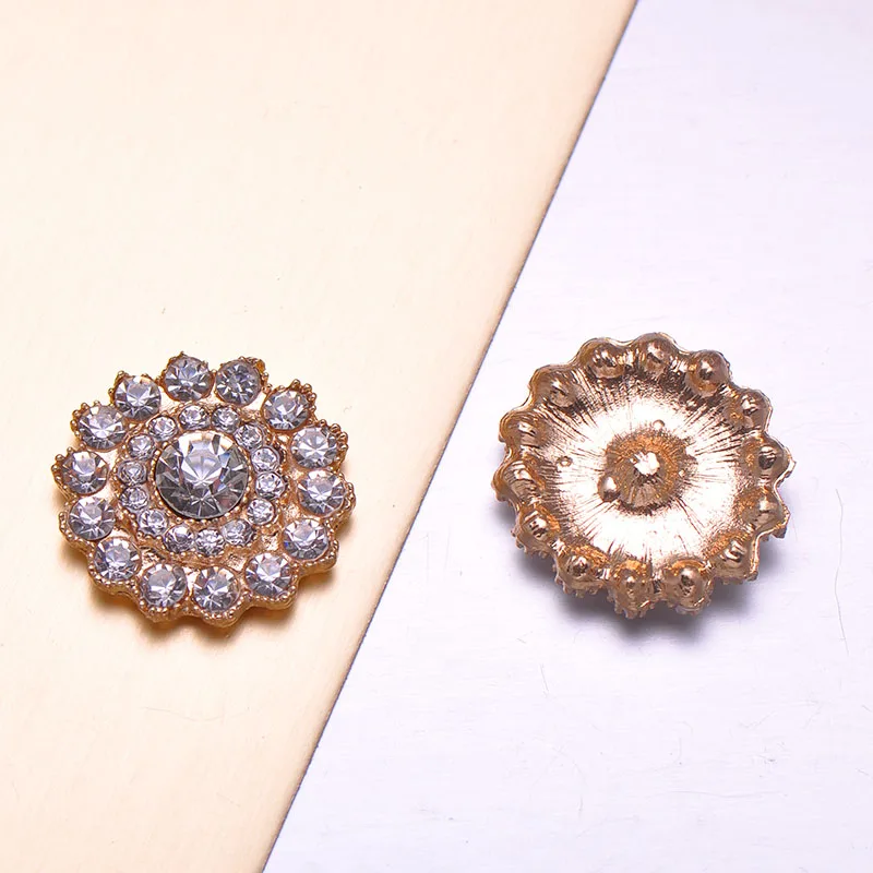 light gold plating M0239) металлическое украшение кристаллами диаметром 24 мм, плоская задняя сторона, Серебряное или светло-золотое покрытие - Цвет: light gold plating
