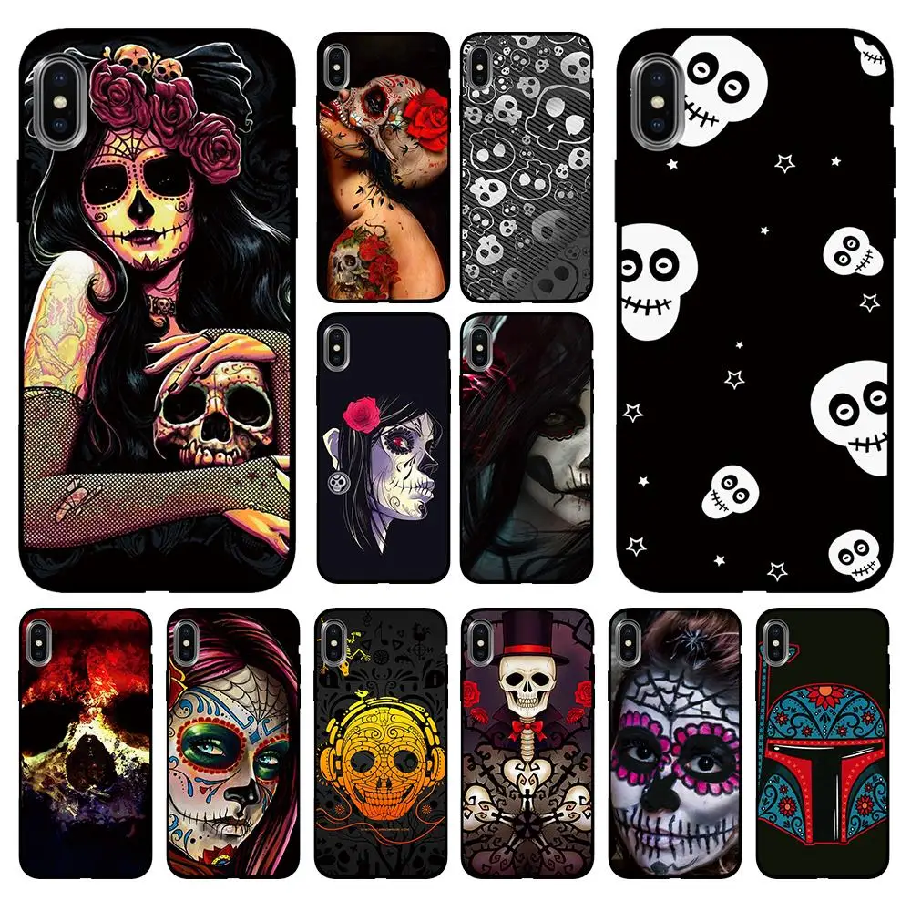 Красный suger skulls girl Мягкий ТПУ чехол для Apple iPhone 6 6S 7 8 Plus 5 5S SE X XS MAX XR силиконовые