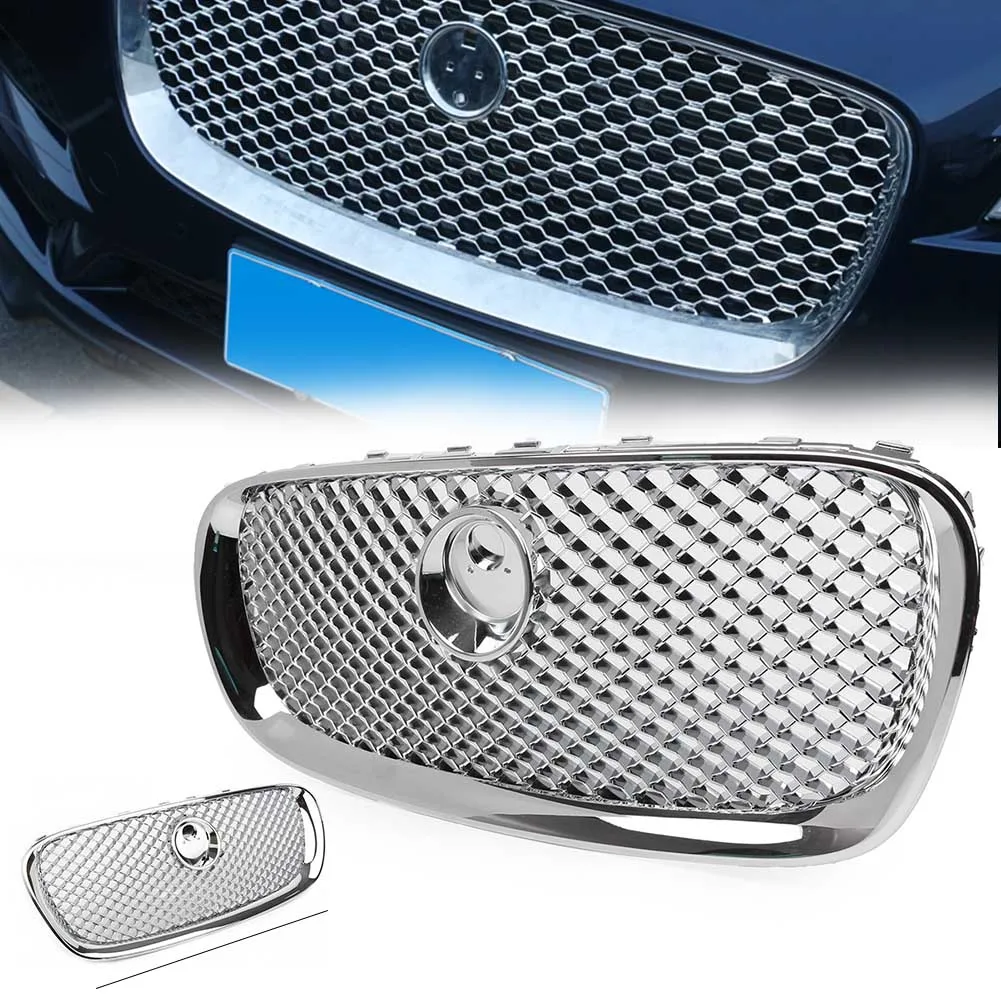 Передняя верхняя сетчатая решетка гриль для Jaguar XF 4 двери серебристый хром/черный