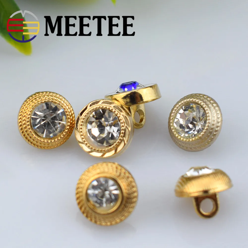 30pcs Meetee 10mm Mix Rhinestones Decor Metal Buttons Round Shank Button for Shirt Sweater Clothes Sewing Scrapbooking Accessory | Дом и сад