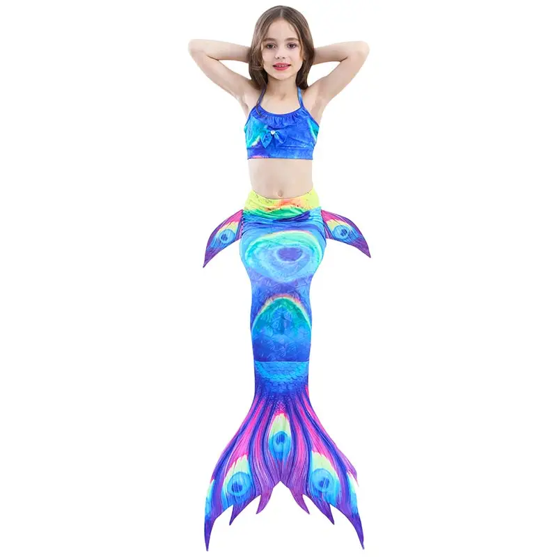 3 шт./компл. 2018 новые Плавание Мейбл Детские хвост русалки Косплэй костюм нарядное