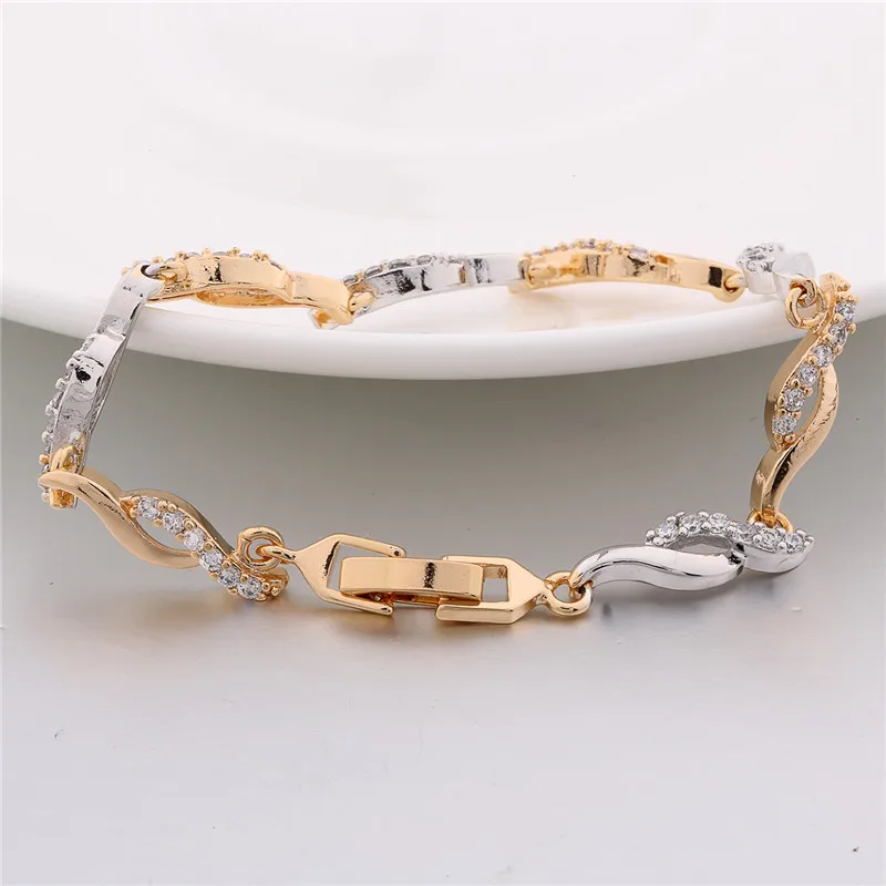 BUDONG Бесконечность кристалл рука звено цепи браслеты 2 вида цветов для женщин