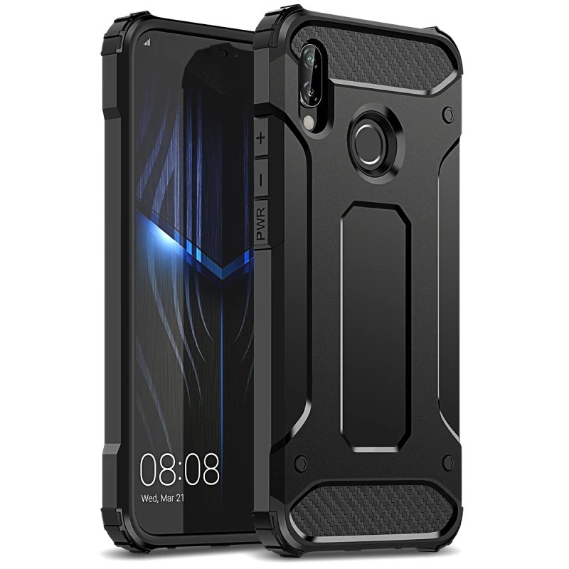 Жесткий чехол из поликарбоната для huawei P30 lite Pro P20 lite, двойная защита, противоударный бампер чехол для huawei P smart, черный чехол