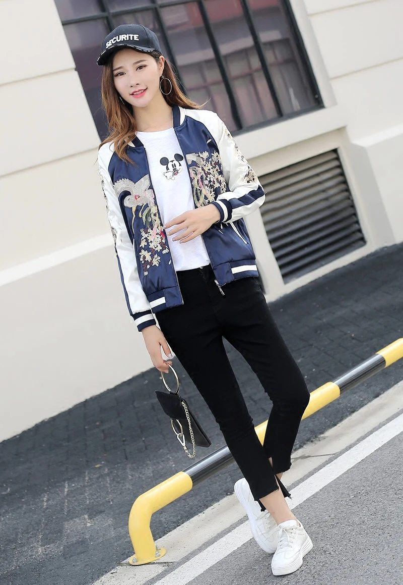 Куртка женская весенняя с вышивкой в Корейском стиле|jacket boyfriend|short jacket coatembroidery |