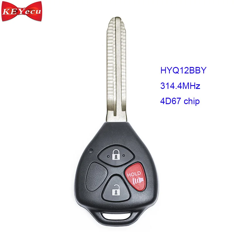 KEYECU для Toyota Rav4 Yaris Scion xB 2010 2011 дистанционный ключ брелок 314 4 МГц 4D67 чип HYQ12BBY |