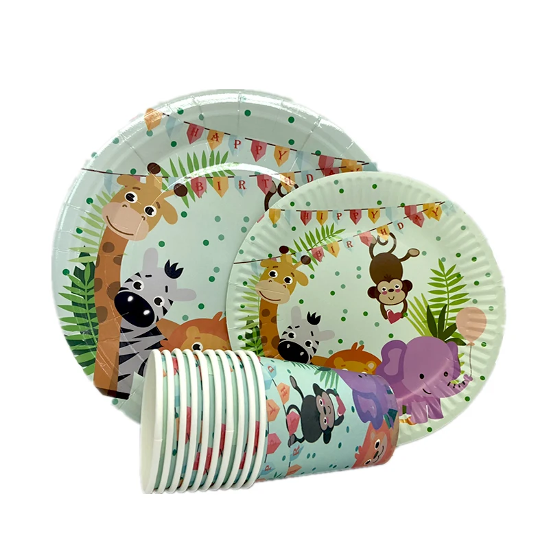 

Omilut для вечеринки в стиле сафари одноразовая посуда набор ко дню рождения джунгли декор для вечеринок с изображением животных из джунглей о...