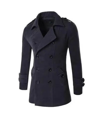 Осенне зимняя обувь новые мужские длинный двубортный шерстяное пальто