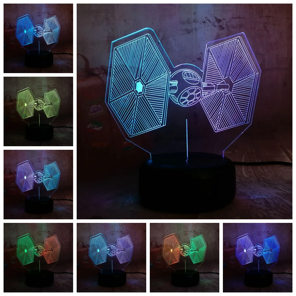 Новинка Звездные войны истребитель TIE RGB 3D светодиодный 7 смешанных двойной Цвет