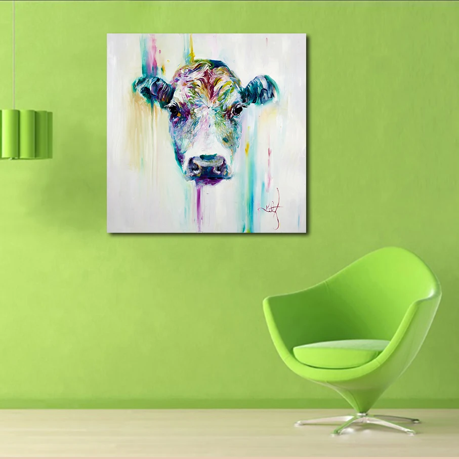 JQHYART Oil Painting Canvas Art Abstract Animal Cow Home Decor Wall Pictures For Living Room Modern No Frame Picture | Дом и сад